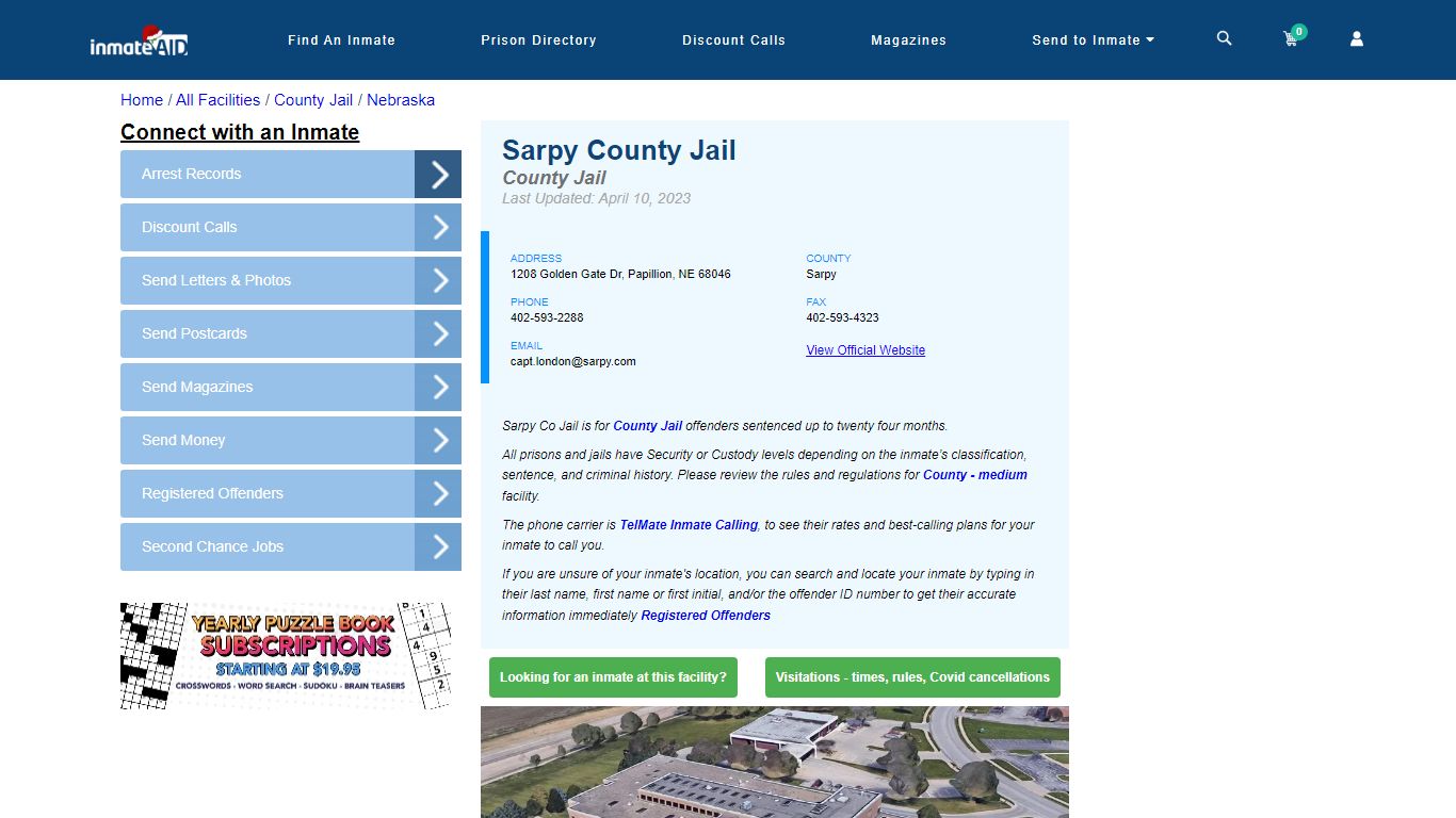 Sarpy County Jail - Inmate Locator - Papillion, NE